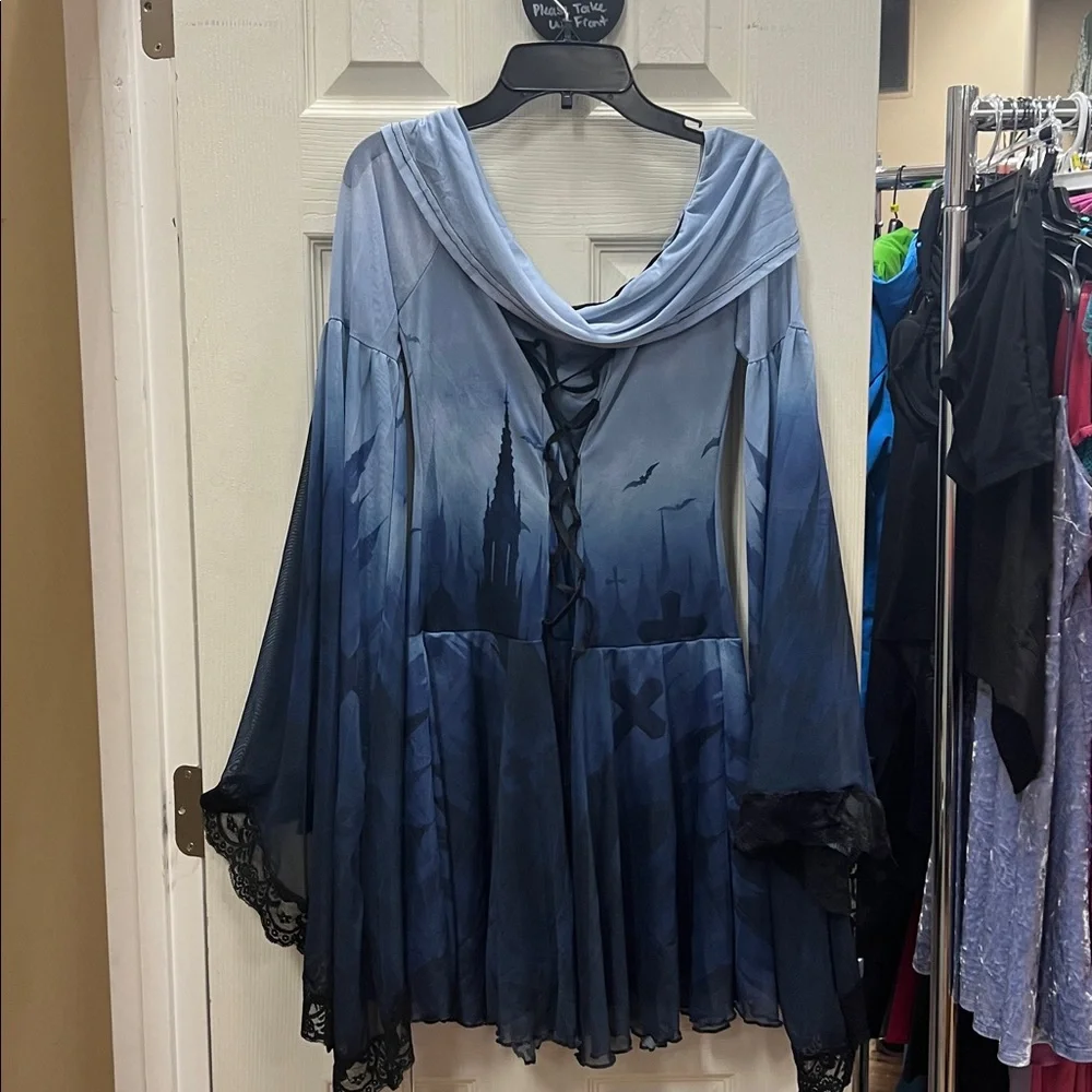 ROMWE | Gothic Dark Castle Graveyardd Mesh dress - Picture 5 of 7